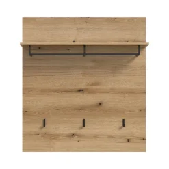 Hioshop Scout kapstok 3 haken 1 kledingstang 1 plank eik decor