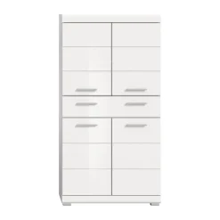 Hioshop Scout kolomkast 4 deuren- 1 lade wit hoogglans- wit