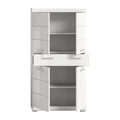 Hioshop Scout kolomkast 4 deuren- 1 lade wit hoogglans- wit