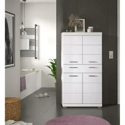 Hioshop Scout kolomkast 4 deuren- 1 lade wit hoogglans- wit