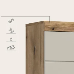 Hioshop Scout kolomkast 4 deuren- 1 lade- 2 planken kasjmier decor mat- eiken