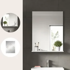 Hioshop Scout spiegel bad 1 deur- 1 plank wit hoogglans- wit