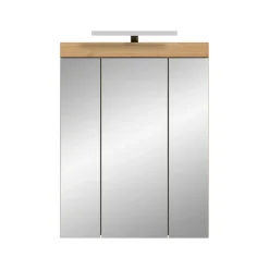 Hioshop Scout spiegelkast 2 deuren- 3 spiegeldeuren- 3 planken salvie decor-