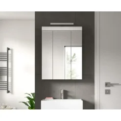 Hioshop Scout spiegelkast inclusief verlichting 2 deuren- 3 spiegeldeuren- 3