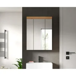 Hioshop Scout spiegelkast 3 spiegeldeuren salvie decor- eiken decor