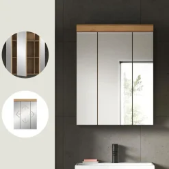 Hioshop Scout spiegelkast 3 spiegeldeuren salvie decor- eiken decor
