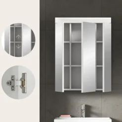 Hioshop Scout spiegelkast 3 spiegeldeuren wit hoogglans- wit