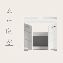 Hioshop Scout wastafel 2 deuren- 2 lades wit hoogglans- wit