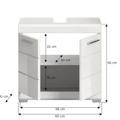 Hioshop Scout wastafel 2 deuren- 2 lades wit hoogglans- wit