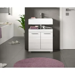 Hioshop Scout wastafel 2 deuren- 2 lades wit hoogglans- wit