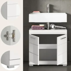 Hioshop Scout wastafel 2 deuren- 2 lades wit hoogglans- wit