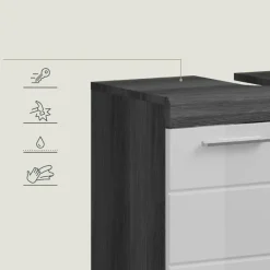 Hioshop Scout wastafel 2 deuren wit hoogglans- grijs