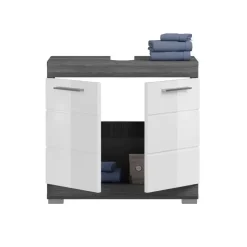 Hioshop Scout wastafel 2 deuren wit hoogglans- grijs