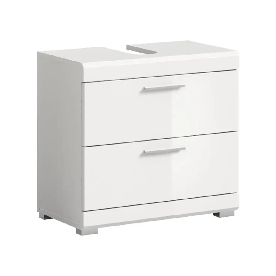 Hioshop Scout wastafel 2 deuren- 2 lades- 2 planken wit hoogglans- wit