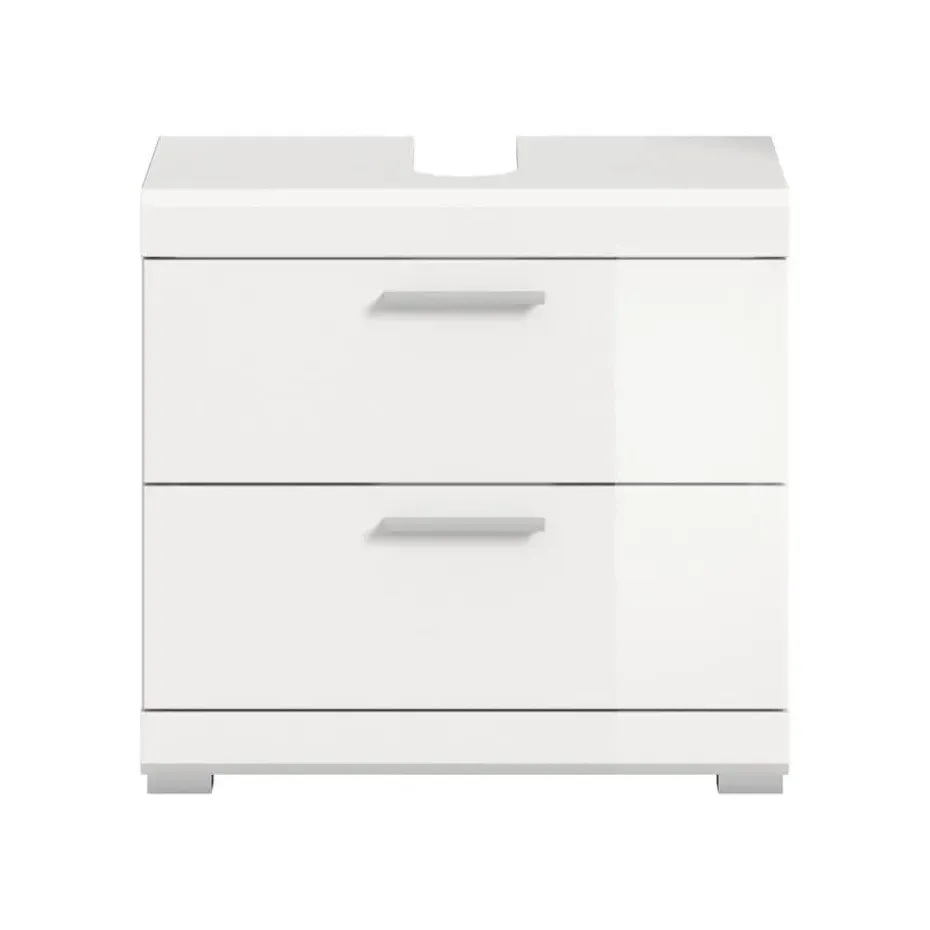 Hioshop Scout wastafel 2 deuren- 2 lades- 2 planken wit hoogglans- wit