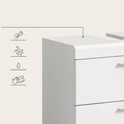 Hioshop Scout wastafel 2 deuren- 2 lades- 2 planken wit hoogglans- wit