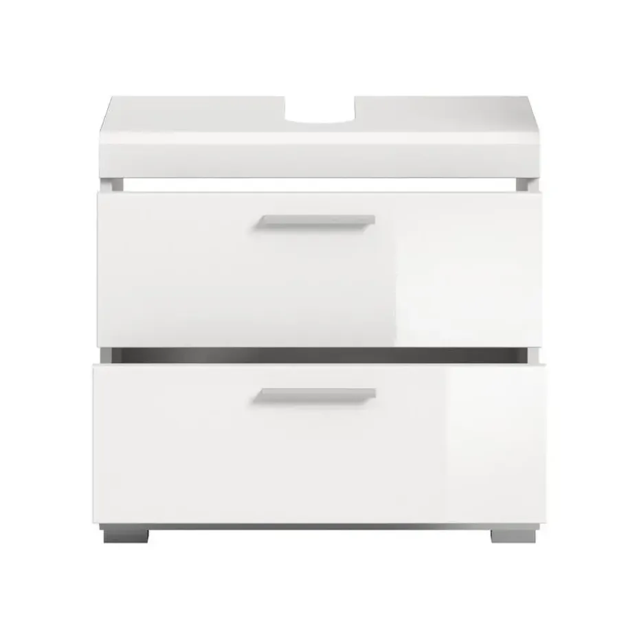 Hioshop Scout wastafel 2 deuren- 2 lades- 2 planken wit hoogglans- wit