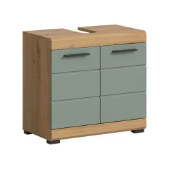 Hioshop Scout wastafel 2 deuren- 2 lades salvie decor- eiken decor