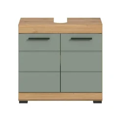 Hioshop Scout wastafel 2 deuren- 2 lades salvie decor- eiken decor