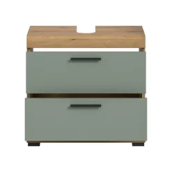 Hioshop Scout wastafel 2 deuren- 2 lades- 2 planken salvie decor- eiken decor