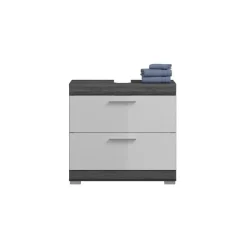 Hioshop Scout wastafel 2 lades wit hoogglans- grijs