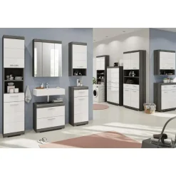 Hioshop Scout wastafel 2 lades wit hoogglans- grijs