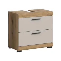 Hioshop Scout wastafel 2 lades kasjmier decor mat- eiken decor