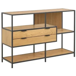 Hioshop Sea wandkast 2 lades 3 planken natuur