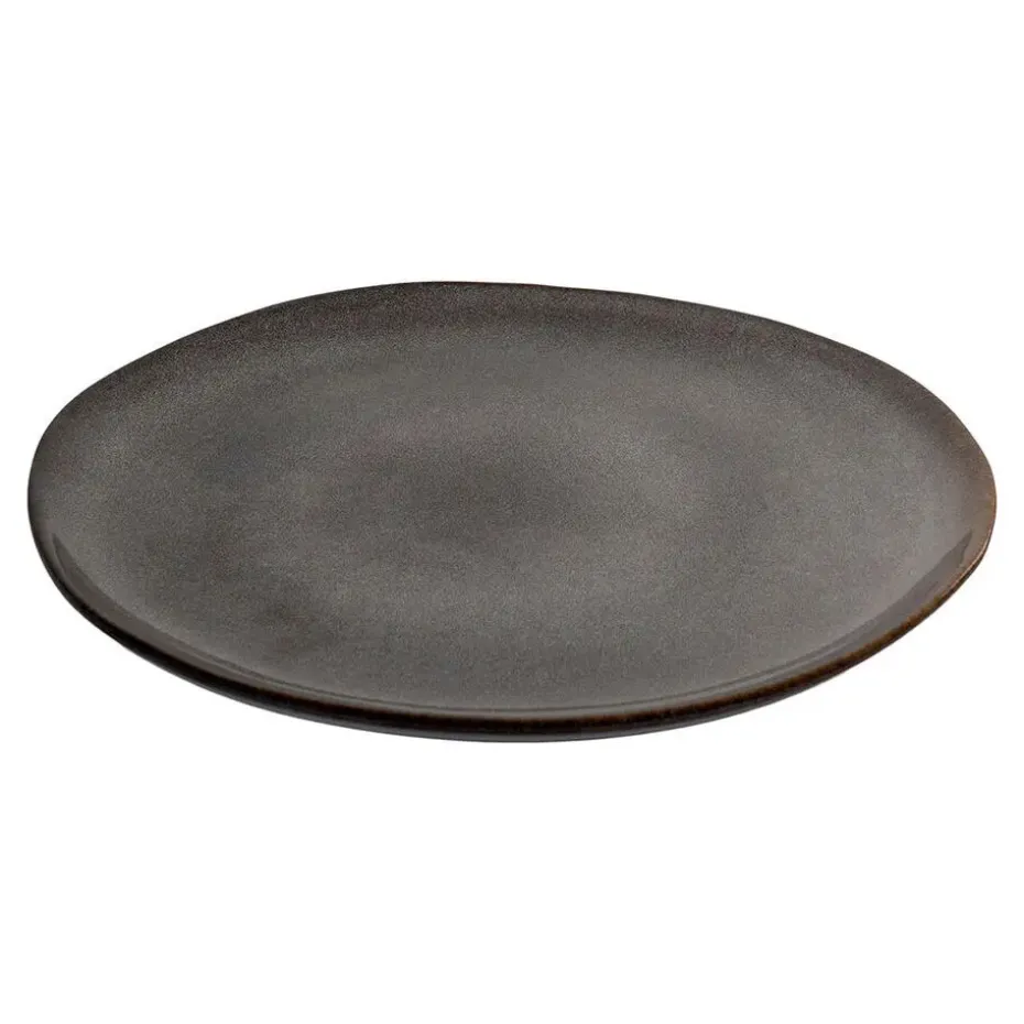 Hioshop Selma Dinerdbord keramiek set van 4 grijs- bruin