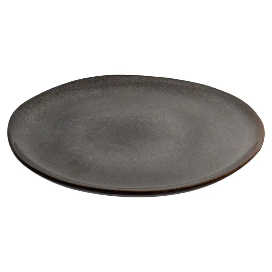 Hioshop Selma Dinerdbord keramiek set van 4 grijs- bruin