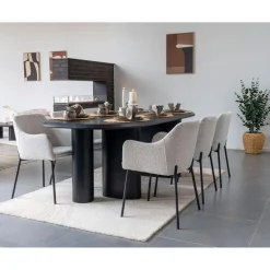 Hioshop Selma Dinerdbord keramiek set van 4 grijs- bruin