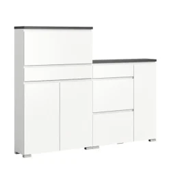 Hioshop Shoelove schoenenkast set met 2 3 deuren- 2 vouwdeuren- 1 lade wit