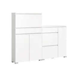 Hioshop Shoelove schoenenkast set met 2 3 deuren- 2 vouwdeuren- 1 lade wit