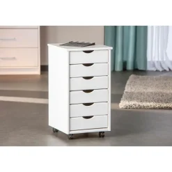Hioshop Simra kommode kantoorarchief op wielen 6 lades wit