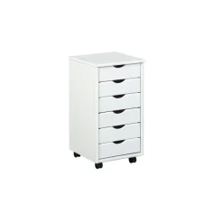 Hioshop Simra kommode kantoorarchief op wielen 6 lades wit
