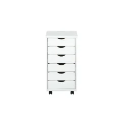 Hioshop Simra kommode kantoorarchief op wielen 6 lades wit