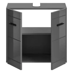 Hioshop Soft wastafel 2 deuren grijs hoogglans- grijs