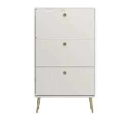 Hioshop Softline schoenenkast 3 kleppen wit