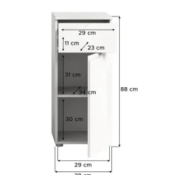 Hioshop Solero badkamerkast 1 deur- 1 lade wit hoogglans- wit