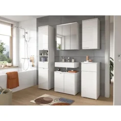 Hioshop Solero badkamerkast 1 deur- 1 lade wit hoogglans- wit