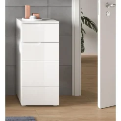 Hioshop Solero badkamerkast 1 deur- 1 lade wit hoogglans- wit