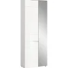 Hioshop Solero kledingkast 1 deur- 1 spiegeldeur wit hoogglans- wit