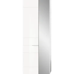 Hioshop Solero kledingkast 1 deur- 1 spiegeldeur wit hoogglans- wit
