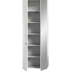 Hioshop Solero kledingkast 1 deur- 1 spiegeldeur wit hoogglans- wit