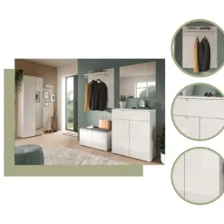 Hioshop Solero kledingkast 1 deur- 1 spiegeldeur wit hoogglans- wit