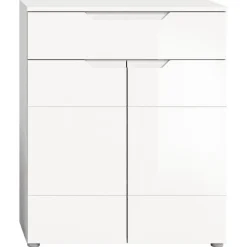 Hioshop Solero schoenenkast 2 deuren- 1 lade wit hoogglans- wit