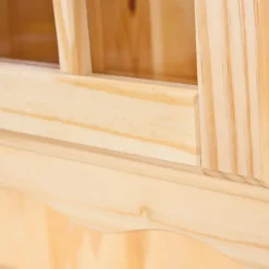 Hioshop Toswa vitrinekast 3 deuren- 2 glazen deuren- 3 lades- 2 open ruimtes