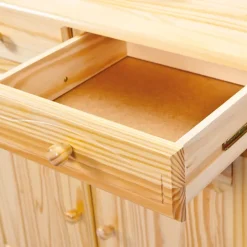 Hioshop Toswa vitrinekast 3 deuren- 2 glazen deuren- 3 lades- 2 open ruimtes