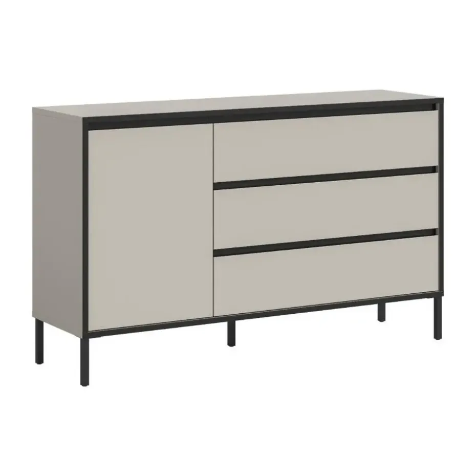 Hioshop Tron dressoir 1 deur- 3 lades kasjmier decor