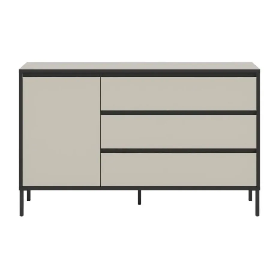 Hioshop Tron dressoir 1 deur- 3 lades kasjmier decor